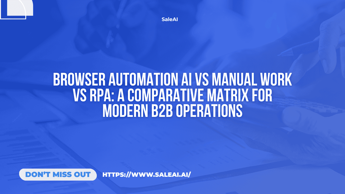 浏览器自动化 AI、手动工作与 RPA：现代 B2B 运营的比较矩阵