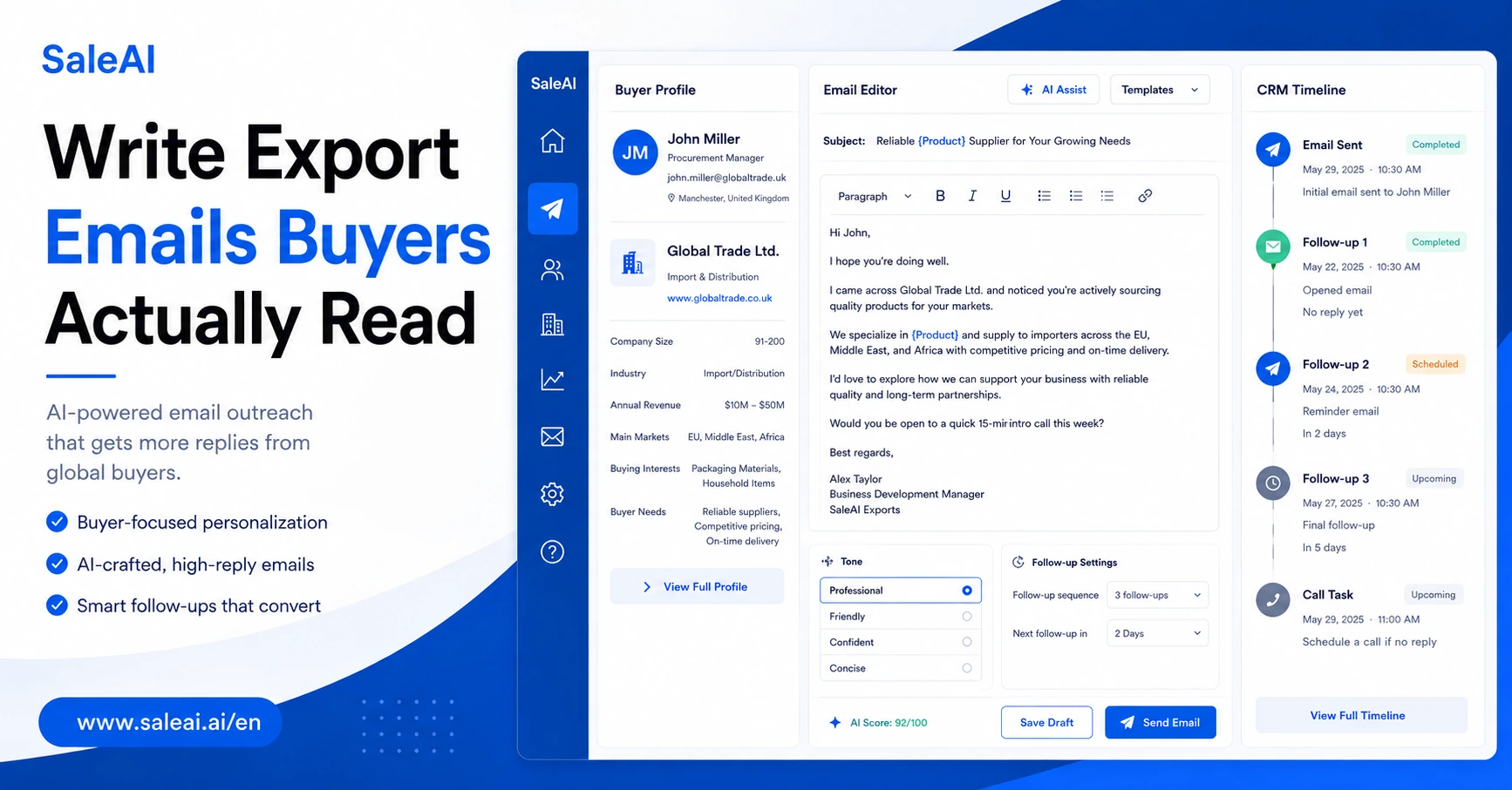 Campagne d'emailing par IA pour les exportateurs qui génère des réponses