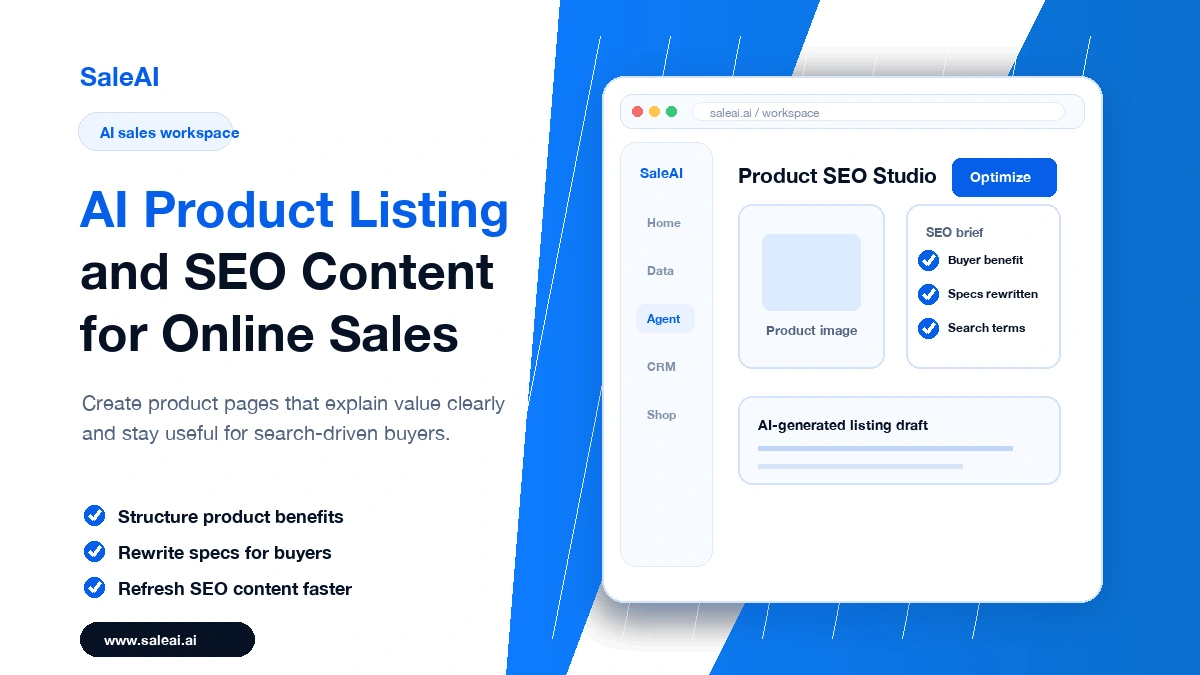 SaleAI product SEO studio for online sales content