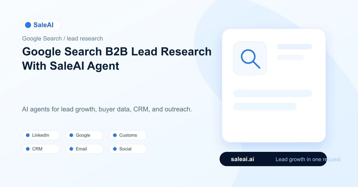 SaleAI Agent: Google Search B2B Lead Research With SaleAI Agent