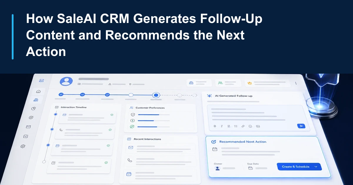 How SaleAI CRM Generates Follow-Up Content and Recommends the Next Action How SaleAI CRM Generates Follow-Up Content and Recommends the Next Action